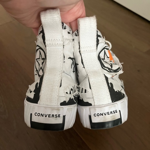 Converse Unisex UNT1TL3D Script Print White w/Blk Classic Hi-Tops sz M 7.5 W 9.5 - Picture 11 of 16